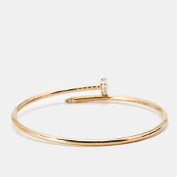 Pre Owned Cartier Juste Un Clou Diamonds 18k Rose Gold Small Model Bracelet 17