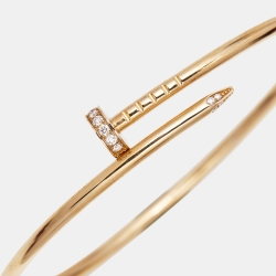 Pre Owned Cartier Juste Un Clou Diamonds 18k Rose Gold Small Model Bracelet 17