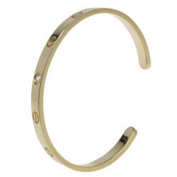 Pre Owned Cartier Open Cuff Love Diamond Yellow Gold Bracelet 17CM