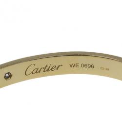 Pre Owned Cartier Open Cuff Love Diamond Yellow Gold Bracelet 17CM