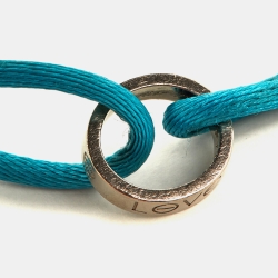 Pre Owned Cartier Love 18K White Gold Blue Adjustable Cord Bracelet