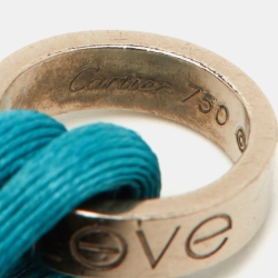 Pre Owned Cartier Love 18K White Gold Blue Adjustable Cord Bracelet