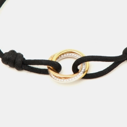 Pre Owned Cartier Trinity Diamonds 18k Three Tone Gold Adjustable Cord Bracelet