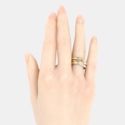 Pre Owned Cartier 18K Rose Gold, White Gold, Yellow Gold Trinity Band Ring EU 55
