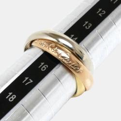 Pre Owned Cartier 18K Rose Gold, White Gold, Yellow Gold Trinity Band Ring EU 55