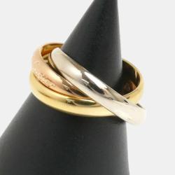 Pre Owned Cartier 18K Rose Gold, White Gold, Yellow Gold Trinity Band Ring EU 55