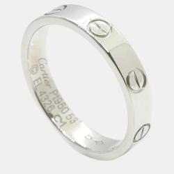 Pre Owned Cartier Platinum Love Band Ring EU 53