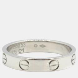 Pre Owned Cartier Platinum Love Band Ring EU 53