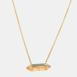 مملوكة مسبقًا Cartier Les Berlingots de Cartier Malachite Diamond 18k Yellow Gold Necklace