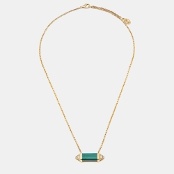 مملوكة مسبقًا Cartier Les Berlingots de Cartier Malachite Diamond 18k Yellow Gold Necklace