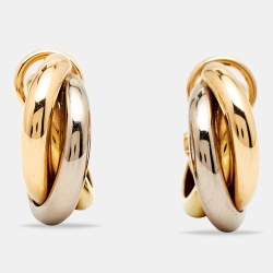Pre Owned Cartier Trinity 18k Three Tone Gold Earrings