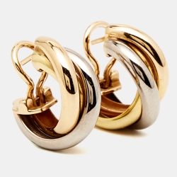 Pre Owned Cartier Trinity 18k Three Tone Gold Earrings