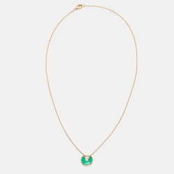 مملوكة مسبقًا Cartier Amulette De Cartier Chrysophase Diamond 18k Yellow Gold XS Model Necklace