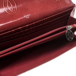 مملوكة مسبقًا محفظة كارتييه كونتيننتال شعار C مزدوج جلد حمراء