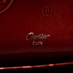 مملوكة مسبقًا محفظة كارتييه كونتيننتال شعار C مزدوج جلد حمراء