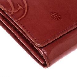 مملوكة مسبقًا محفظة كارتييه كونتيننتال شعار C مزدوج جلد حمراء