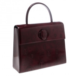 Cartier Bordeaux Patent Leather Happy Birthday Top Handle Bag