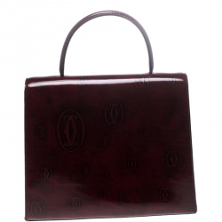 Cartier Bordeaux Patent Leather Happy Birthday Top Handle Bag