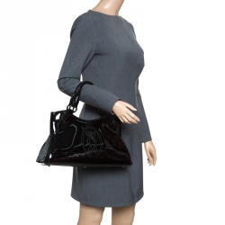 مملوكة مسبقًا حقيبة كارتييه ماركلو دو كارتييه كبيرة جلد لامعة سوداء