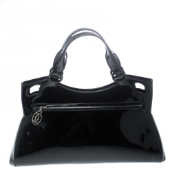 مملوكة مسبقًا حقيبة كارتييه ماركلو دو كارتييه كبيرة جلد لامعة سوداء