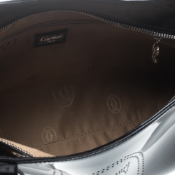 مملوكة مسبقًا حقيبة كارتييه ماركلو دو كارتييه كبيرة جلد لامعة سوداء