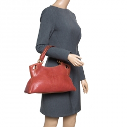 Pre Owned حقيبة يد كارتييه مارسلو دو كارتييه جلد حمراء