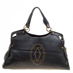 Pre Owned Cartier Black Leather Marcello de Cartier Satchel 