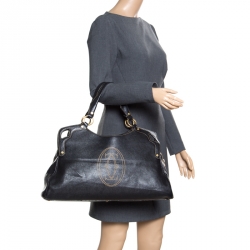 Pre Owned Cartier Black Leather Marcello de Cartier Satchel 