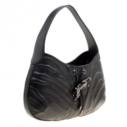 Pre Owned Cartier Black Leather Panthere Hobo