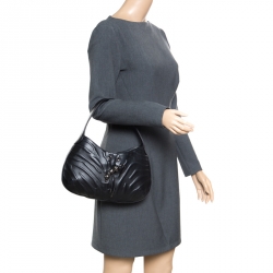 Pre Owned Cartier Black Leather Panthere Hobo