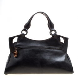 Pre Owned Cartier Black Leather Marcello de Cartier Satchel 