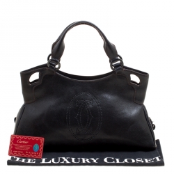 Pre Owned Cartier Black Leather Marcello de Cartier Satchel 