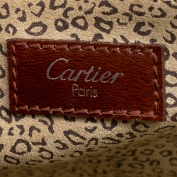 Pre Owned حقيبة ساتشل كارتييه بانثر بوكس جلد لامع بنية 