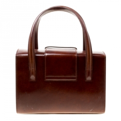 Pre Owned حقيبة ساتشل كارتييه بانثر بوكس جلد لامع بنية 