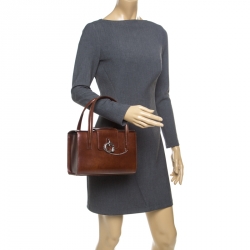 Pre Owned حقيبة ساتشل كارتييه بانثر بوكس جلد لامع بنية 