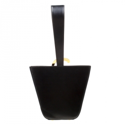 Pre Owned Cartier Black Leather Panthere Bucket Bag