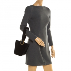 Pre Owned Cartier Black Leather Panthere Bucket Bag