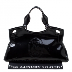 Pre Owned Cartier Black Patent Leather Medium Marcello de Cartier Bag
