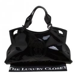 Pre Owned حقيبة يد كارتييه ماركلو دو كارتييه جلد لامع سوداء