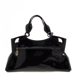 Pre Owned حقيبة يد كارتييه ماركلو دو كارتييه جلد لامع سوداء