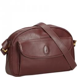 Pre Owned Cartier Red Leather Crossbody Bag