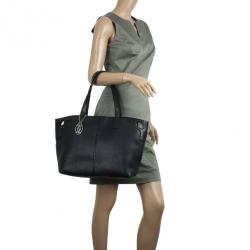 Pre Owned Cartier Black Leather and Snakeskin Limited Edition "Marcello de Cartier" Tote