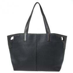 Pre Owned Cartier Black Leather and Snakeskin Limited Edition "Marcello de Cartier" Tote