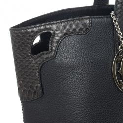 Pre Owned Cartier Black Leather and Snakeskin Limited Edition "Marcello de Cartier" Tote