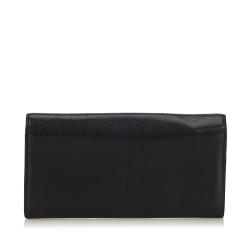 Pre Owned Cartier Black Leather Long Wallet