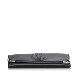 Pre Owned Cartier Black Leather Long Wallet