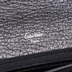 Pre Owned Cartier Black Leather Long Wallet