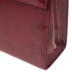 Pre Owned Cartier Burgundy ‘Happy Birthday’ Top Handle Bag