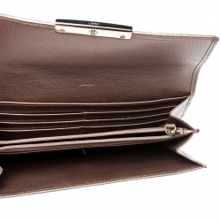 مملوكة مسبقًا Cartier Metallic Peach Leather Continental Wallet