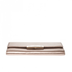 مملوكة مسبقًا Cartier Metallic Peach Leather Continental Wallet